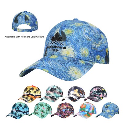 6 Panel Structured All Over Print Baseball Cap